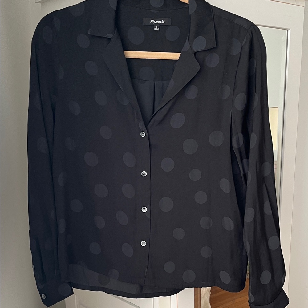 Madewell Black Polka Dot Button Down Shirt
